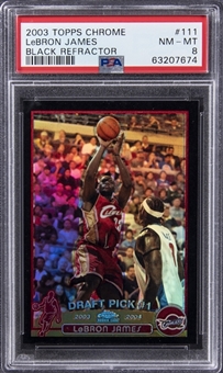 2003-04 Topps Chrome "Black Refractor" #111 LeBron James Rookie Card (#248/500) – PSA NM-MT 8
